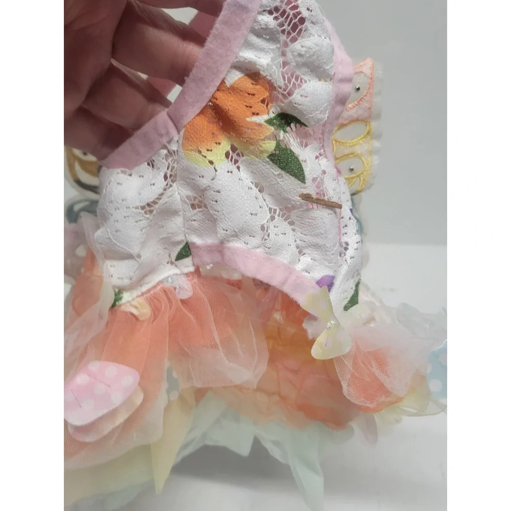 Pastel Butterfly Pet Tutu Dress Lace Floral Fairycore Small Dog Cat Costume